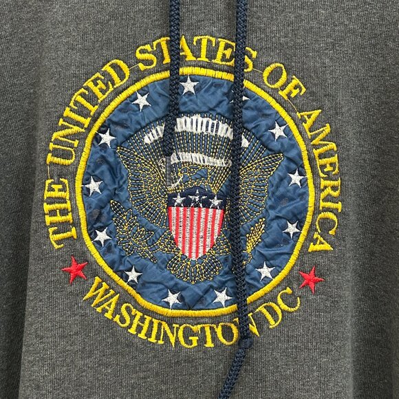 American Knitwear USA Embroidered Gray Hoodie Men’s Size Large - Picture 2 of 4